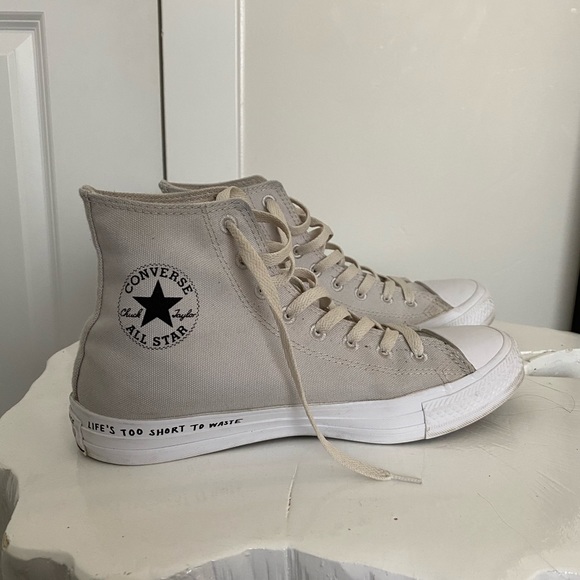 Converse | Shoes | Womens Beige Converse Lifes Too Short To Waste | Poshmark
